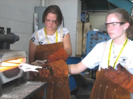 Students working in a lab.