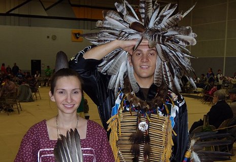 Alumna Jessica Koski and sophomore Jacob Swaney were dancers at the 2009 Spirit of the Harvest Powwow.