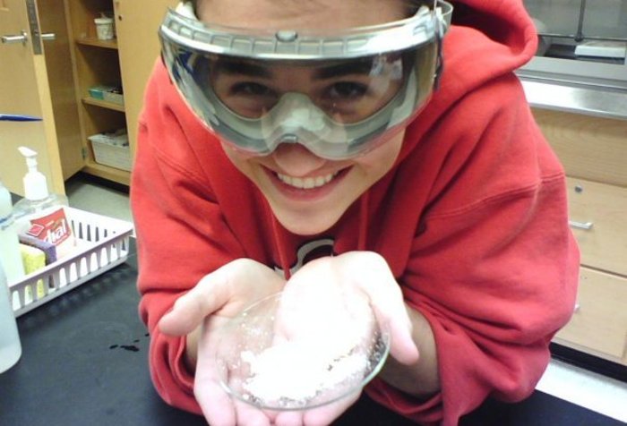 Nicole VanBelle hard at work in the chemical engineering lab