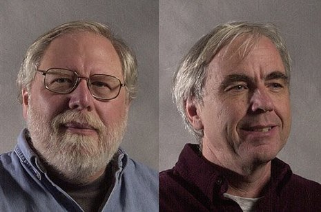 Astrophysicists David Nitz (left) and Brian Fick are co-winners of the 2010 Michigan Tech Research Award.