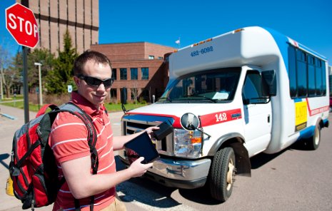 Shawn Wiegand is part of the Automotive Computing Enterprise team that, together with the Transportation Enterprise, is developing a new model public transit system for the Houghton-Hancock area.