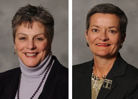 Kathryn Clark, left, and Martha Richardson, retiring Board of Trustees members.