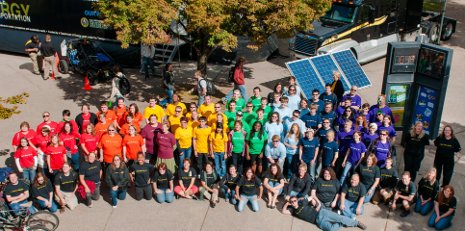 The colors of the rainbow on "Gay? Fine By Me" T-shirts symbolize the inclusive nature of Michigan Tech's annual celebration of Pride Week. 