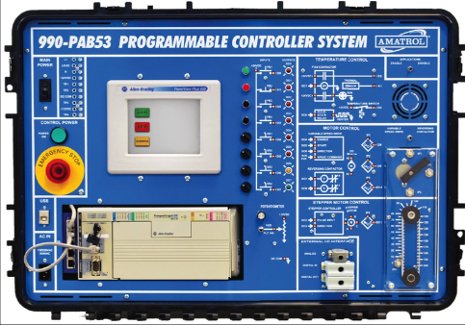 Programmable Logic Controller A programmable logic controller (PLC) training system.
