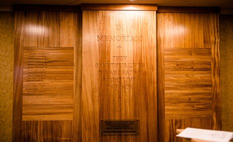 The new War Memorial Wall in the Memorial Union Building. 