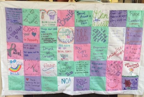 A Square Aware quilt handmade to draw attention to Sexual Assault Awareness Month. 