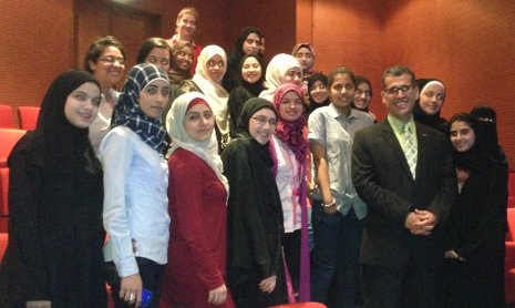 Nasser Alaraje with his  embedded systems female class at Qatar University. 