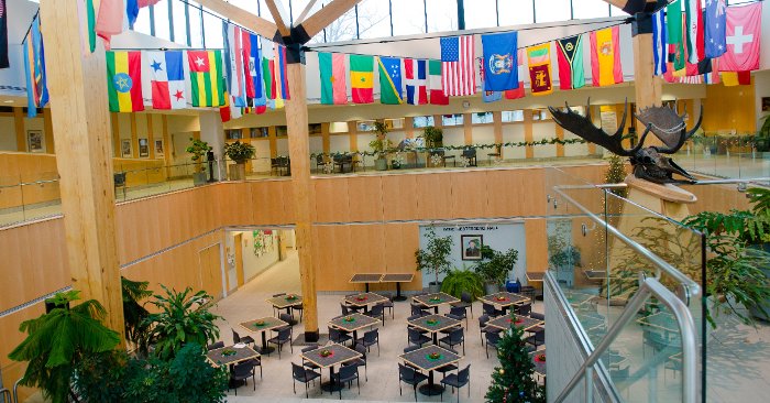 Birds calling, waves splashing, snow being shoveled and other  sounds of the natural world around us bring a new dimension to the visually striking Forestry atrium.