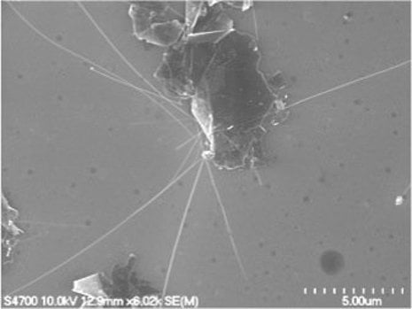 Scanning electron microscope view of graphene.