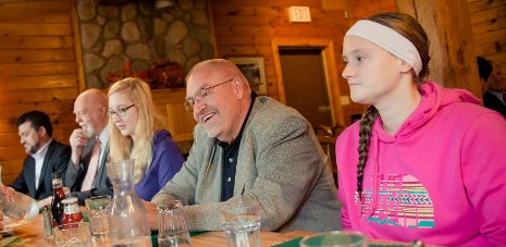 Lyth Scholarship Established in SBE David Lyth sits with recipients of the Joyce Caylor Lyth Endowed Scholarship and the Pioneering Women in Business Scholarships at a luncheon in August.