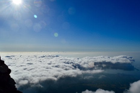 The view from Lynn Mazzoleni's field site on Pico Mountain in the Azores is lofty and new mass spectrometer equipment on campus will improve our understanding of the atmospheric samples collected there.