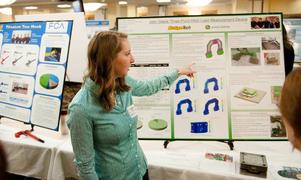 Bethany Schaefer's team designed a hitch-load measurement device for John Deere tractors. Tests will continue at the company.