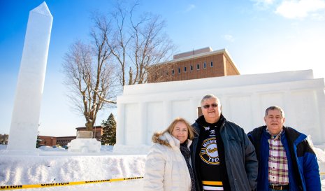 Jim and Sally Accetta (left and center) and Ed Anderson never miss a Winter Carnival.