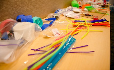 Craft materials on a table.