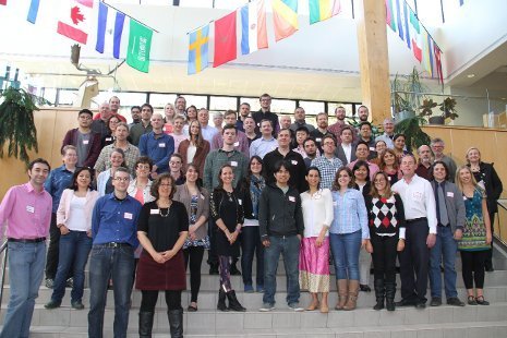 Group of researchers in the Forestry Atrium.