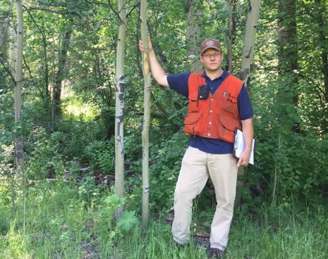 Martin Aksentowitz in a San Isabel Land Protection Trust forest.