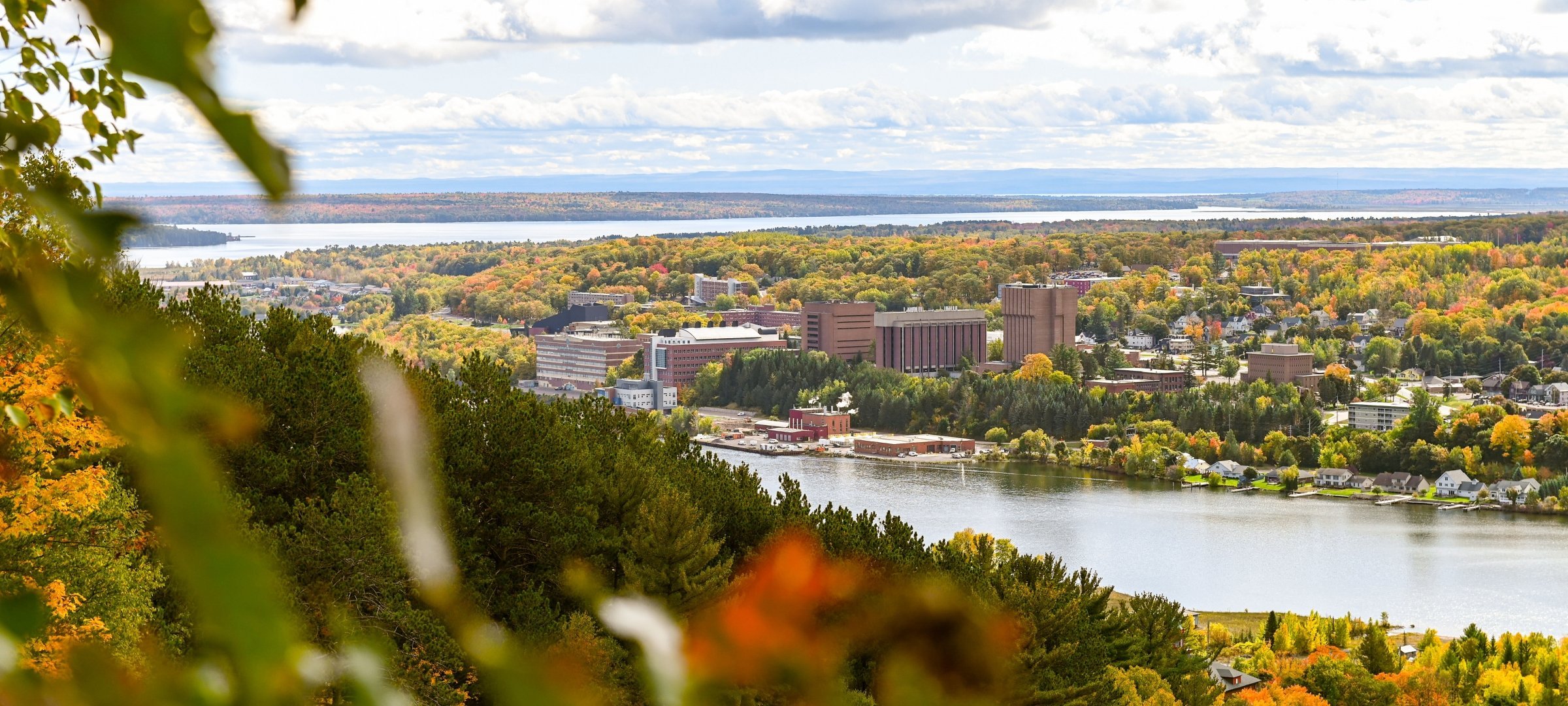 View of campus from Hancock in the fall.