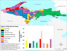 Map of Michigan's Upper Peninsula High utility rates and the decreasing cost of new technology creates more opportunity for Michigan residents to leave the electrical grid.