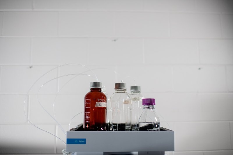 chemistry equipement against a white wall