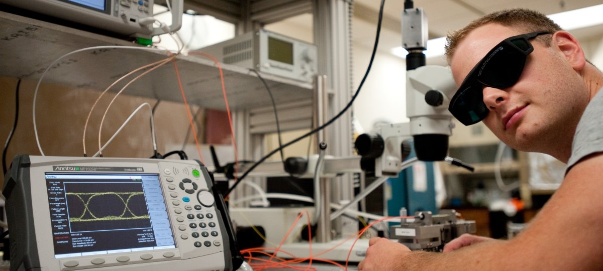 Students get hands-on experience in optics and electronics labs.