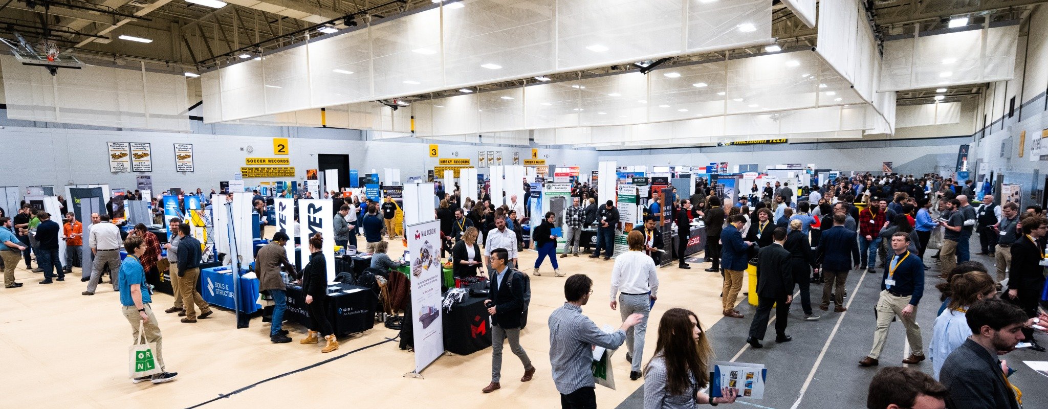 Students explore the many companies that make their way to Michigan Tech's Campus for Career Fair.