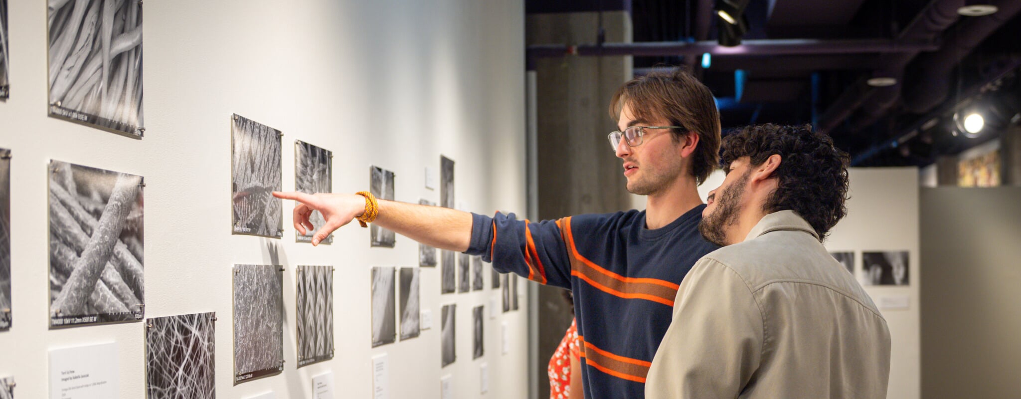 Guest explore the Nanowonder exhibit, which is open to the public through Nov. 7 in the Rozsa Art Galleries' A-Space.