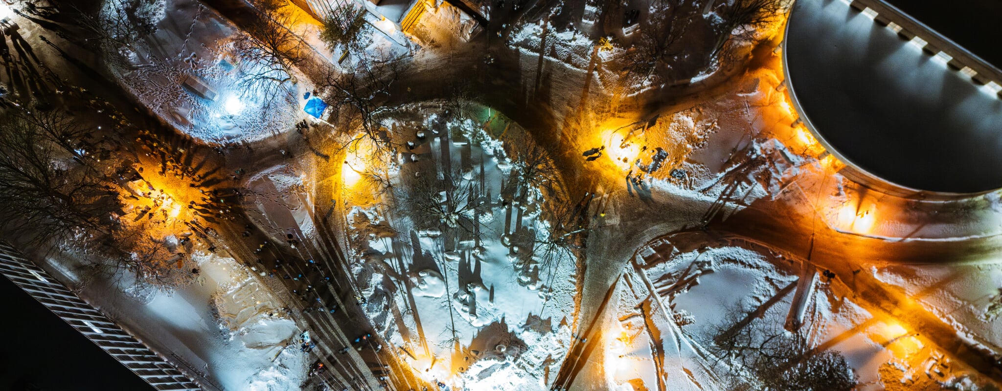 Overhead view of Winter Carnival at Michigan Tech