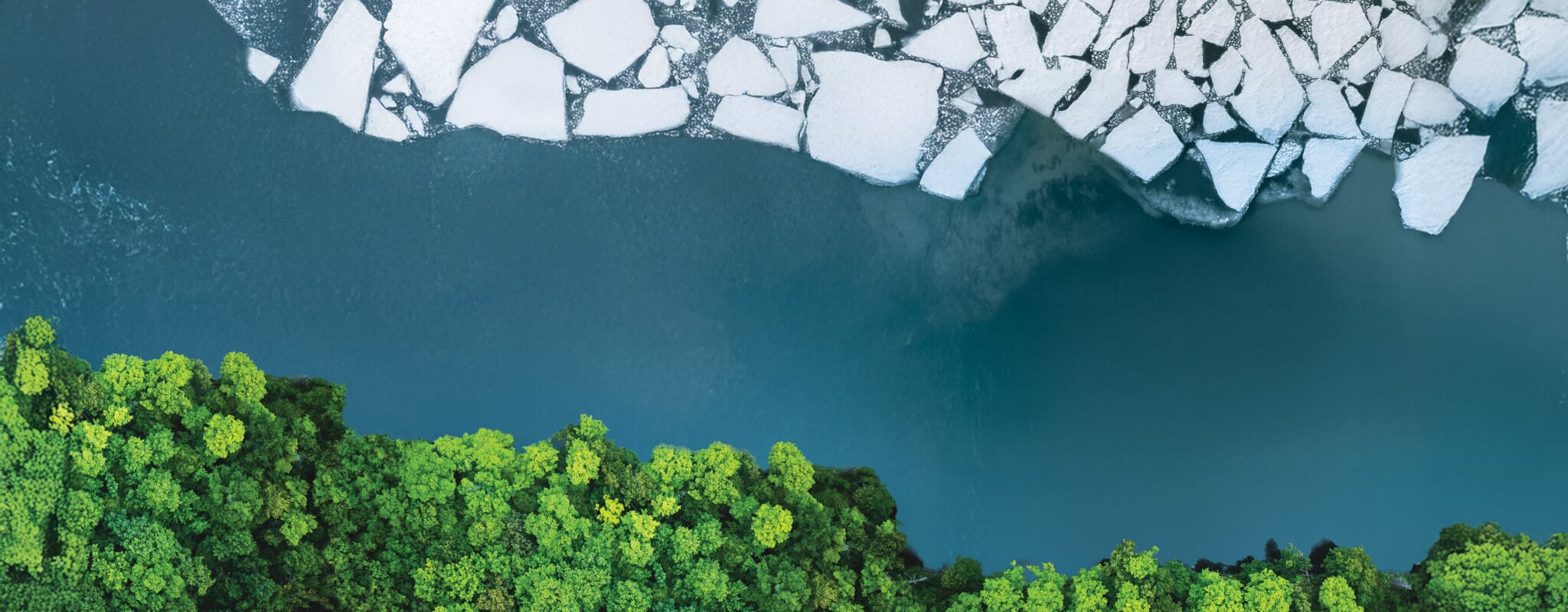 Top down view of the changing of seasons in the Keweenaw