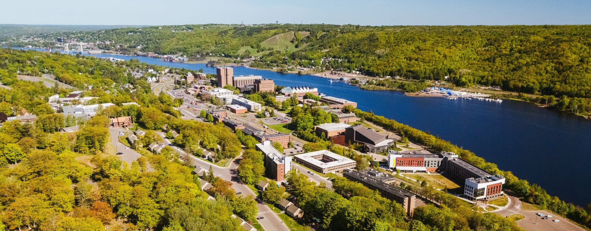 Michigan Tech's Campus with a view of the Portage Canal