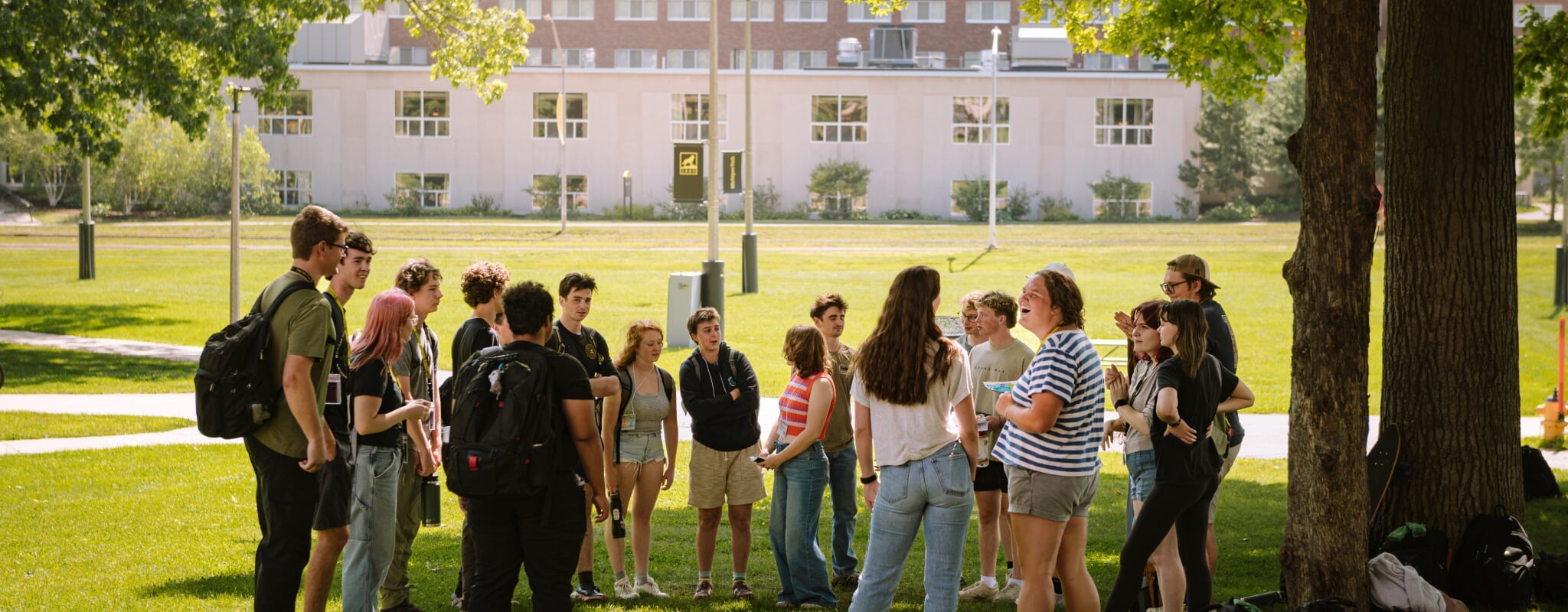 Michigan Tech students gather on Walker Lawn