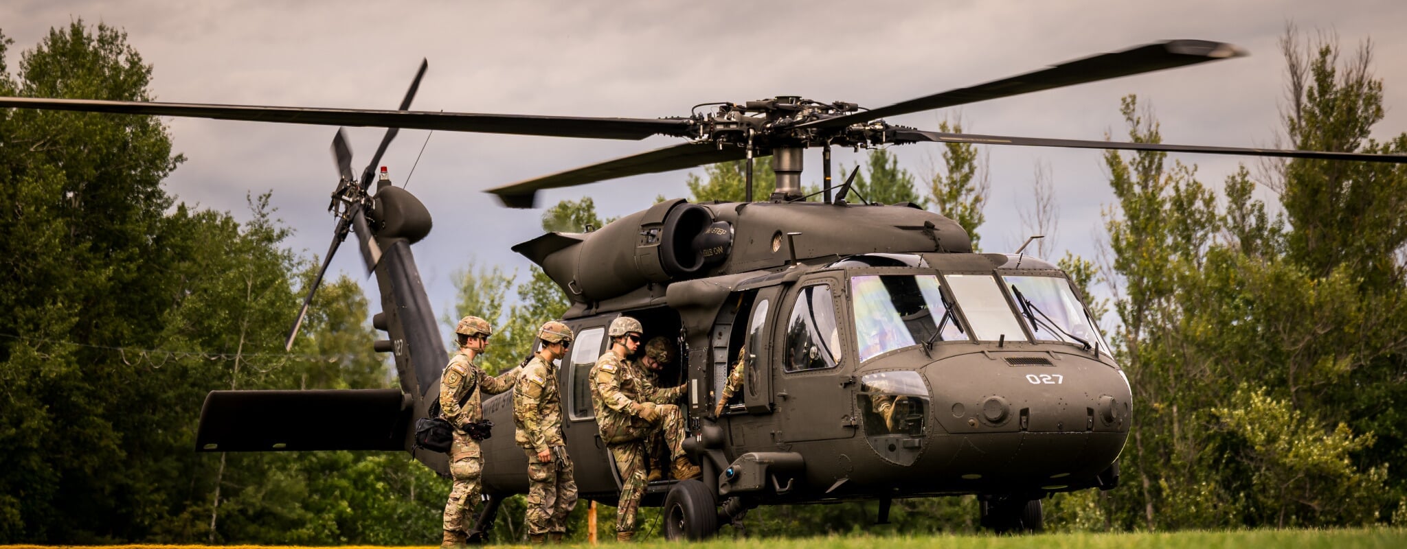 Michigan Tech Army ROTC cadets train in a UH-60 Black Hawk helicopter