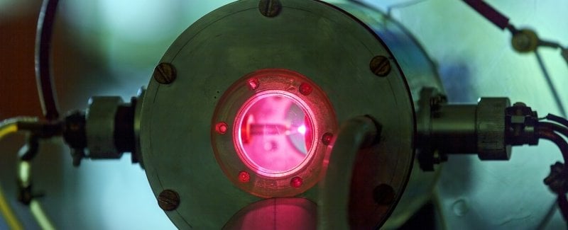 Red laser in a physics laboratory