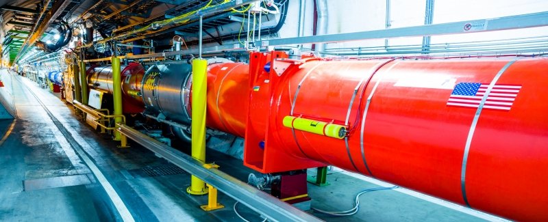 LHC Accelerator's Super Conducting Pipes with American Flag