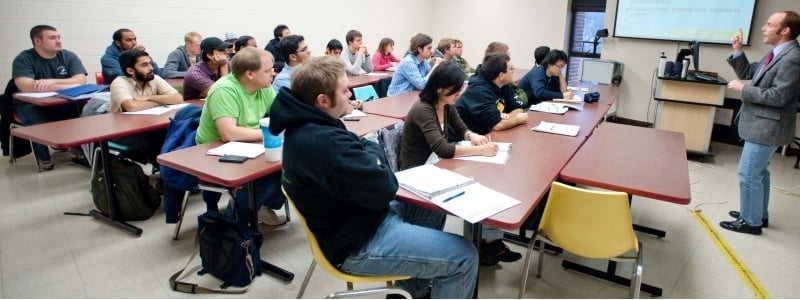 A picture of a professor teaching