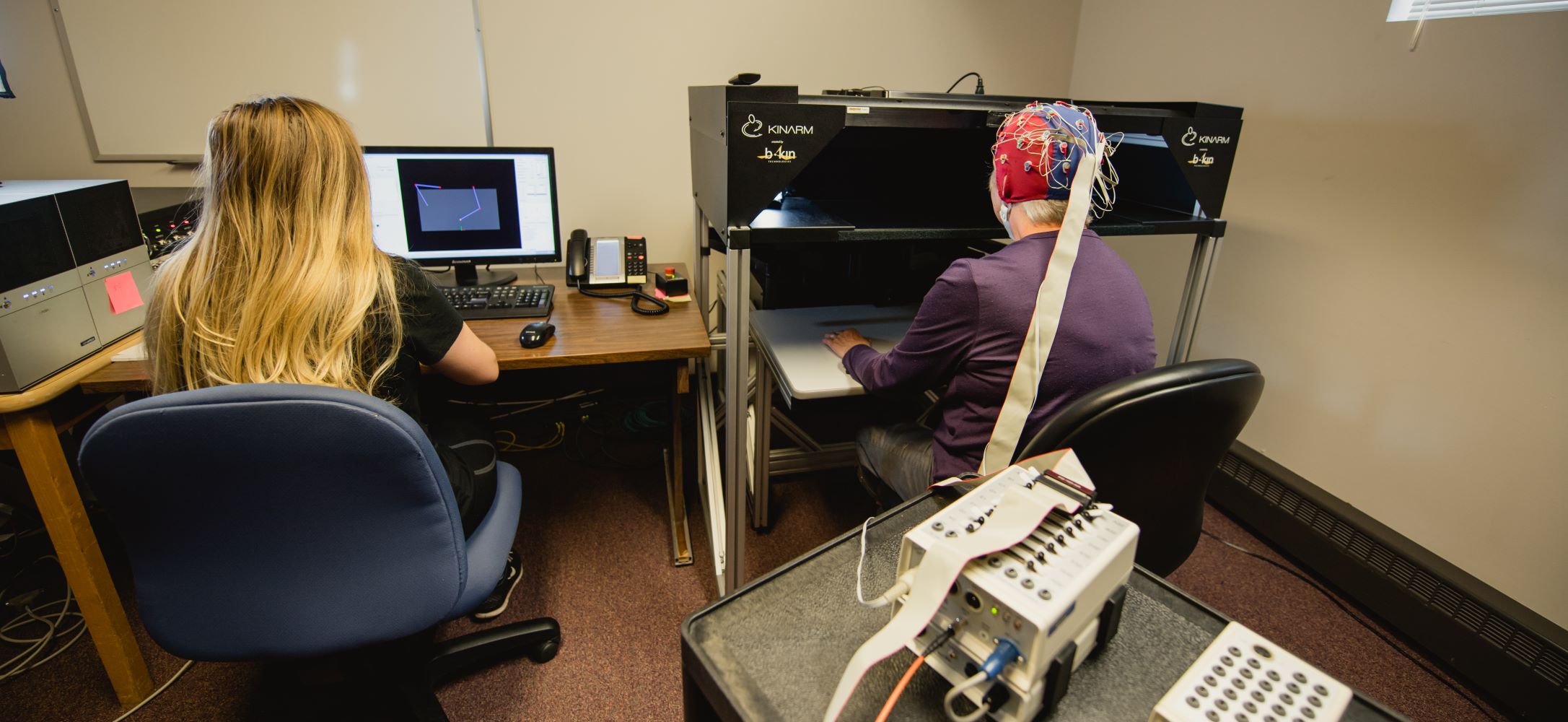Student and faculty member involved in research