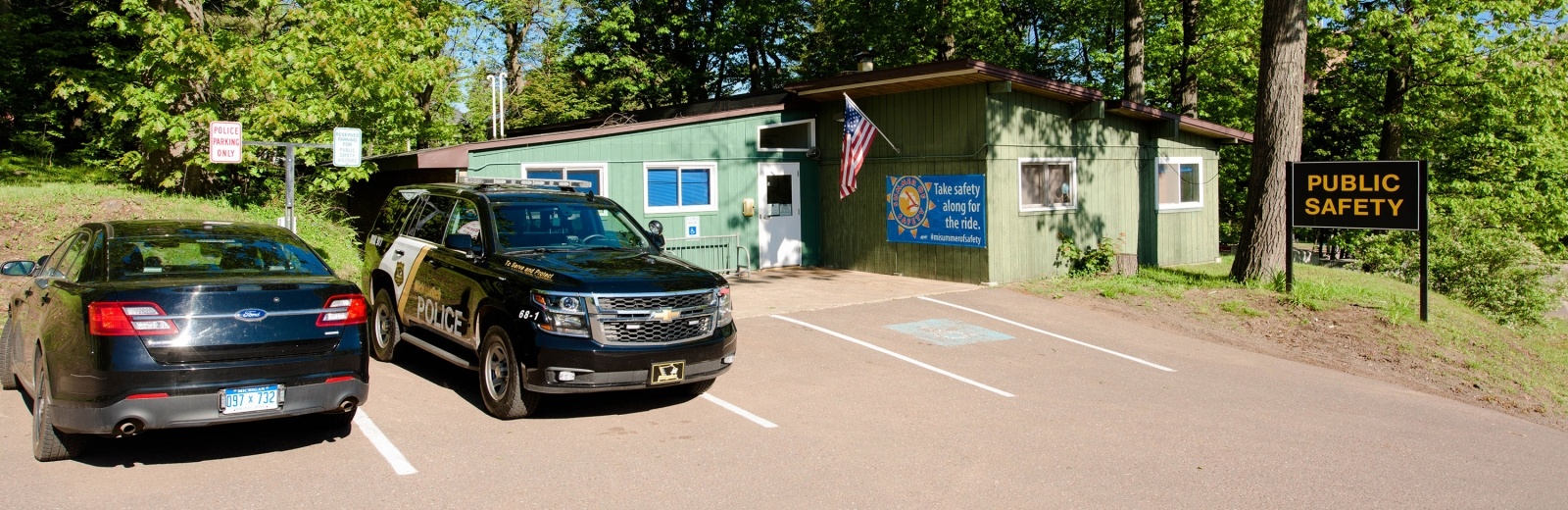 Public Safety headquarters viewed from the parking lot