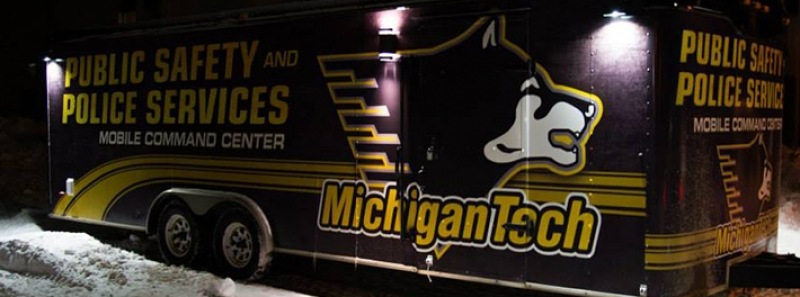 Public Safety's mobile command center in winter