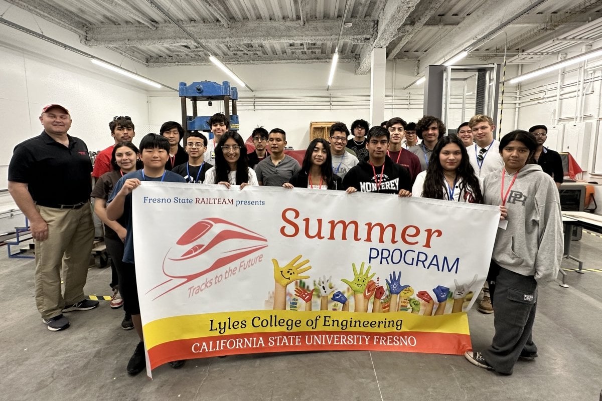 Large group attending California State University Fresno summer program.