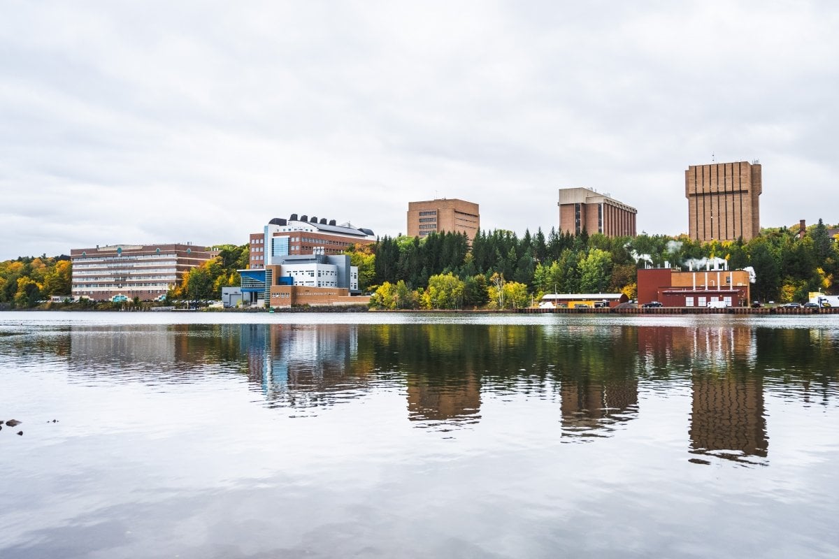 Nestled on the shores of the Keweenaw Waterway, downtown Houghton is just minutes from Tech. A view of campus from across the Keweenaw Waterway.