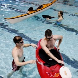 Kayaking in the pool.