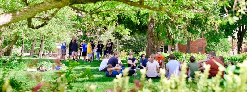 Classes held outside on the lawn