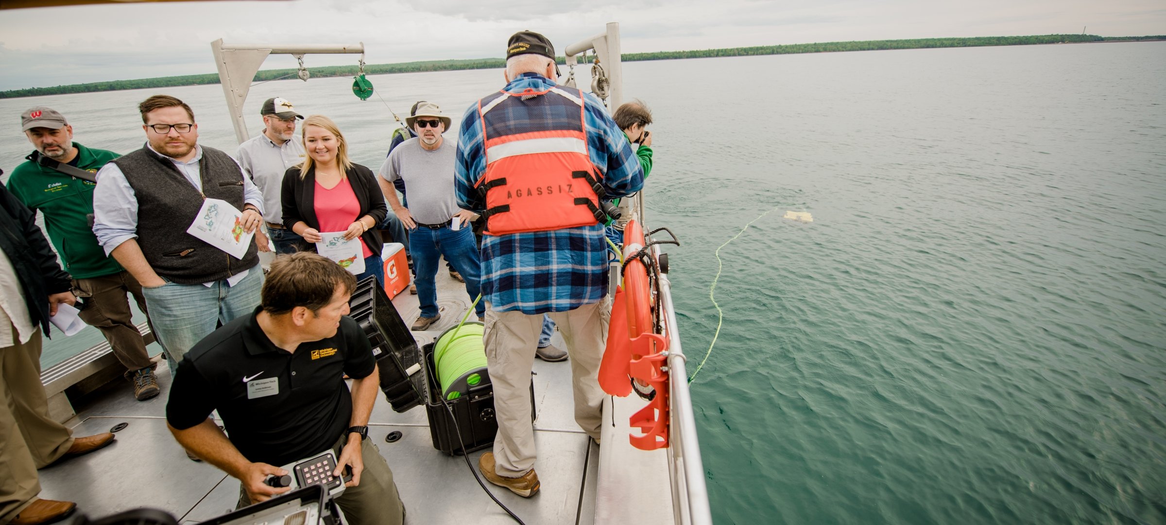 Researchers on a boat