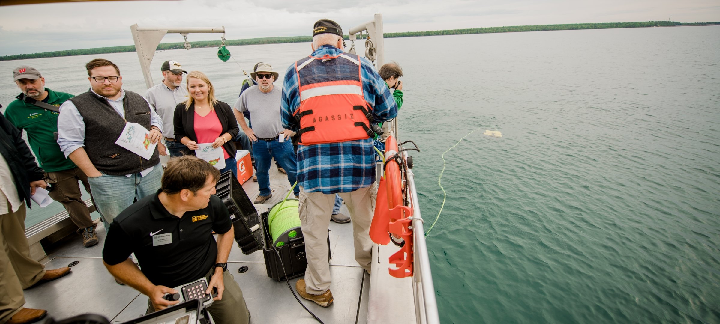 Researchers on a boat