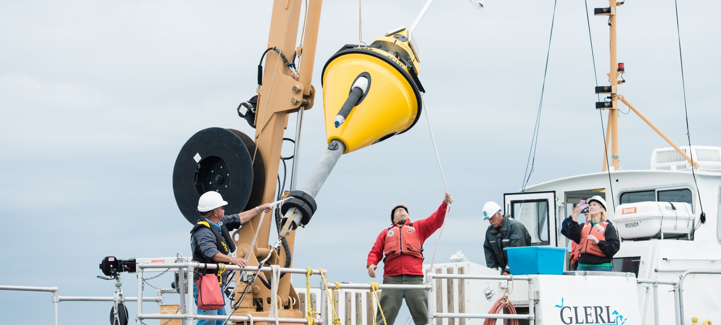 Buoy being deployed from a ship