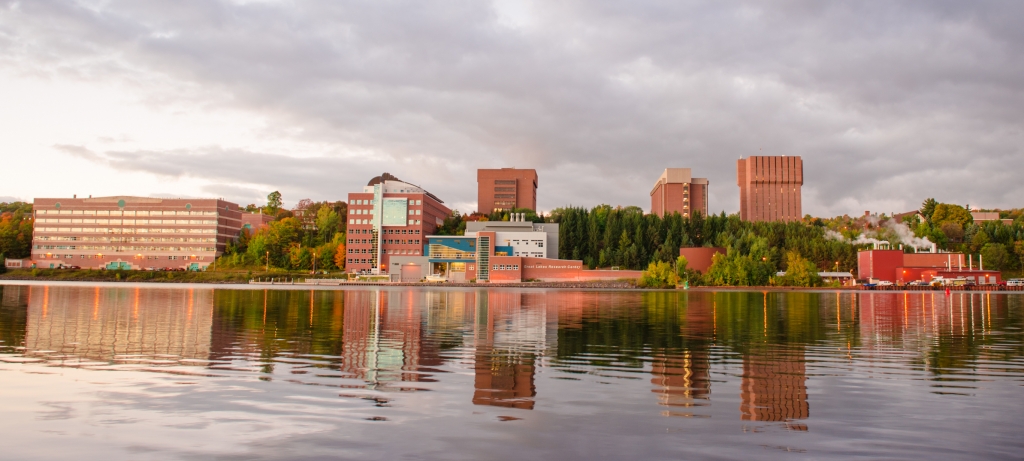 campus view along water