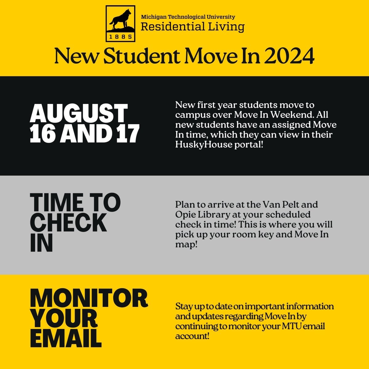 Move In 2025 | Residential Living | Michigan Tech