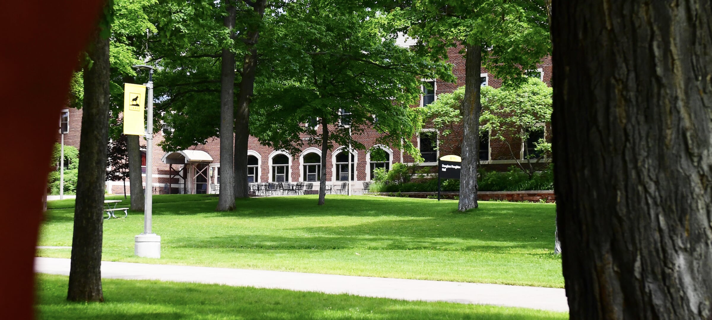 Image of campus clock tower in springtime