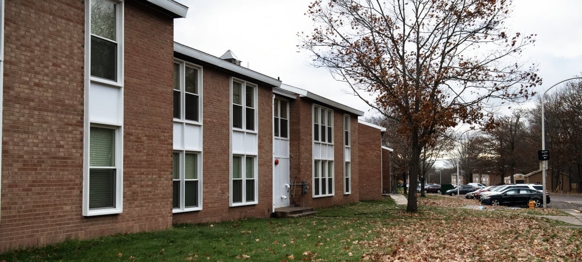 The exterior of Daniell Heights apartments at Michigan Tech