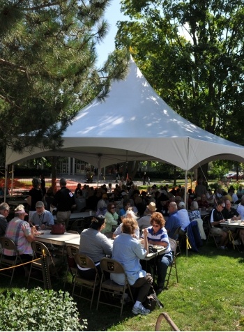 Outdoor venue under a tent