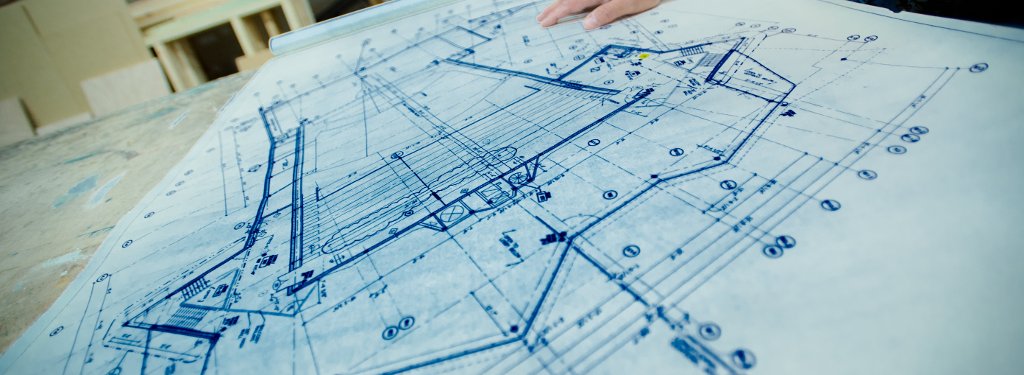 Blueprint plans of the Rozsa Center